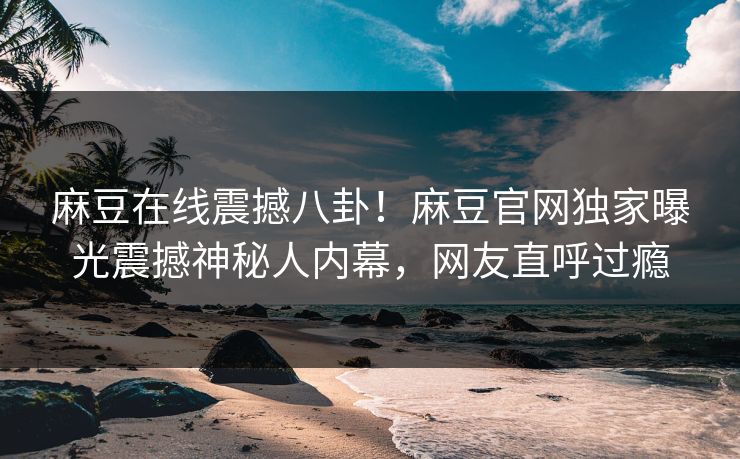 麻豆在线震撼八卦！麻豆官网独家曝光震撼神秘人内幕，网友直呼过瘾